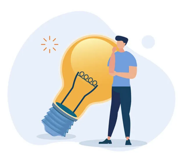 light bulb and a person